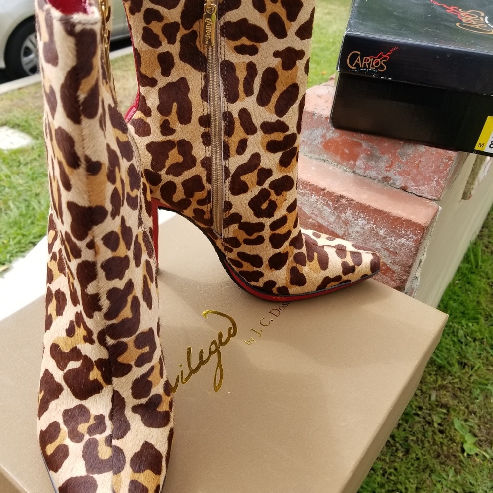 Carlos santana ankle leopard and red boots